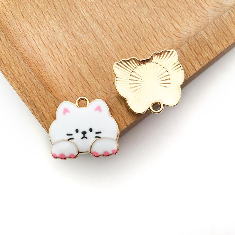 

1 Alloy Drip Oil Cat Pendant, 18x16mm, Korean Style Cute DIY Jewelry Accessory