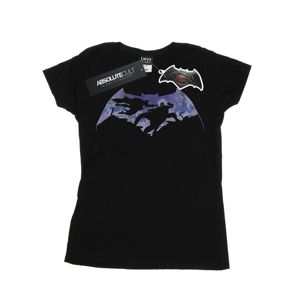 DC Comics Womens/Ladies Batman v Superman Battle Silhouette Cotton T-Shirt