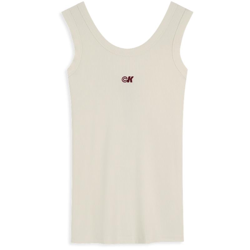 CALVIN KLEIN Jeans Ribbed Stretch Embroidered Back Design Casual Tank Top Women 44C900G S