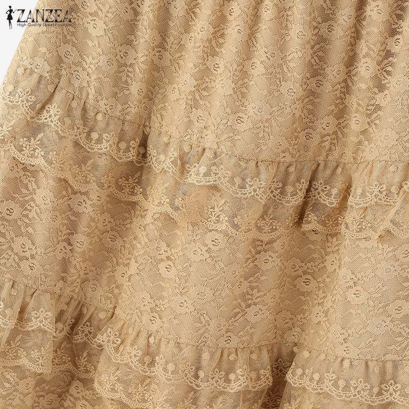 ZANZEA Women Summer Fashion Patchwork Lace Long Skirts