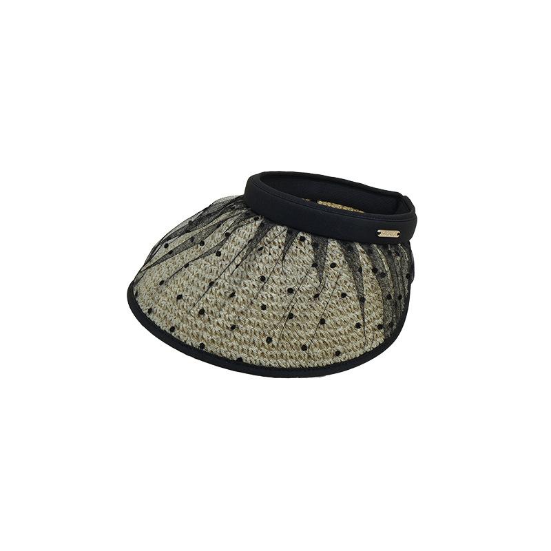 

Summer Polka Dot Open-Top Hat for Women Large Brim Outdoor Beach Sun Hat Fashionable Wide Rim Protection Headwear Adjustable