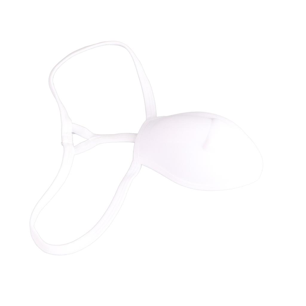 Men Bulge Cup Soft Polyester Cotton Stereo Shape Bulge Covering Up Underwear Cup with Strap White