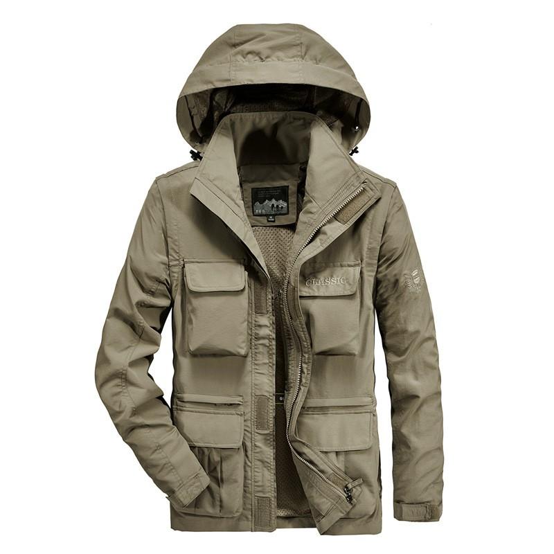 Mens Plus Size Waterproof Breathable Hiking Jacket Outdoor Travel Lightweight Windproof Casual Outerwear