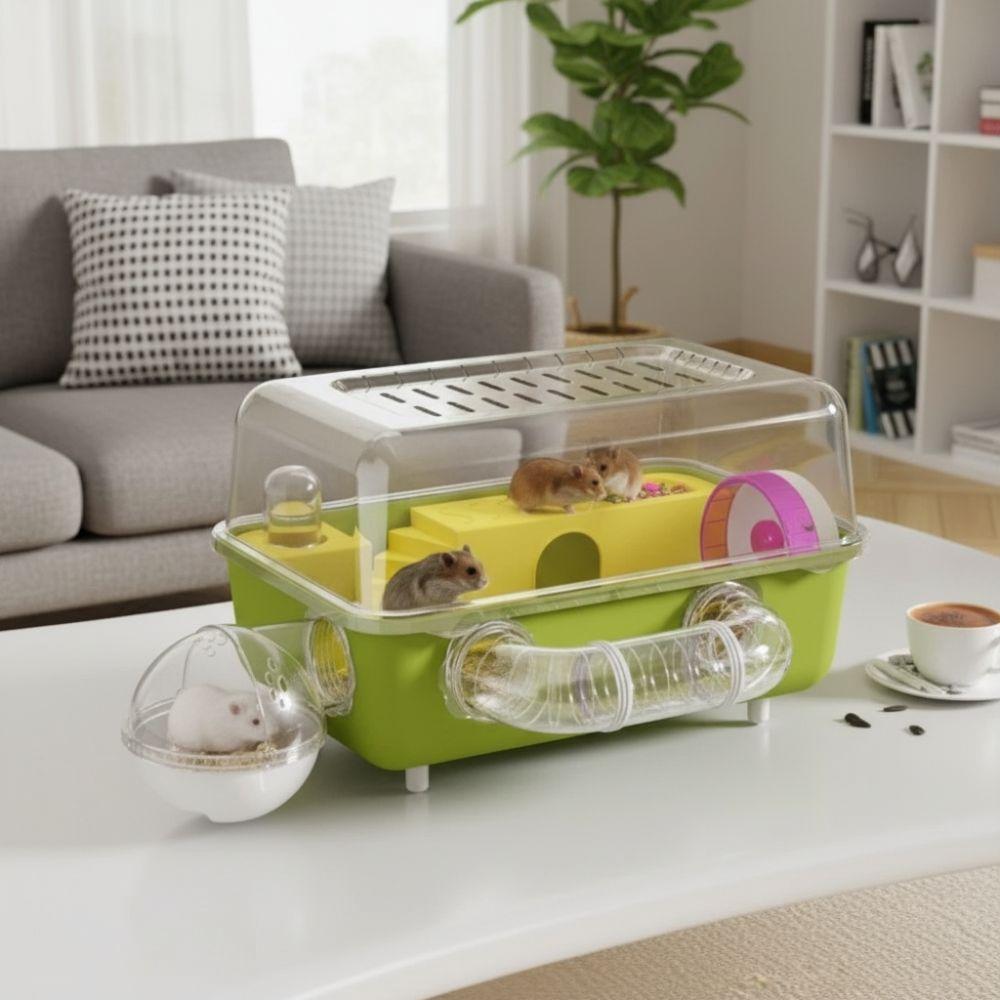 Double Clear Hamster Cage Panoramic View Hamster Luxury Villa Pet Habitat For Hamsters Hedgehogs