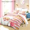 Christmas Santa Claus Duvet Cover Set - Cute Pink And White Stripe Bedding With Golden Merry Christmas Print - Soft Polyester