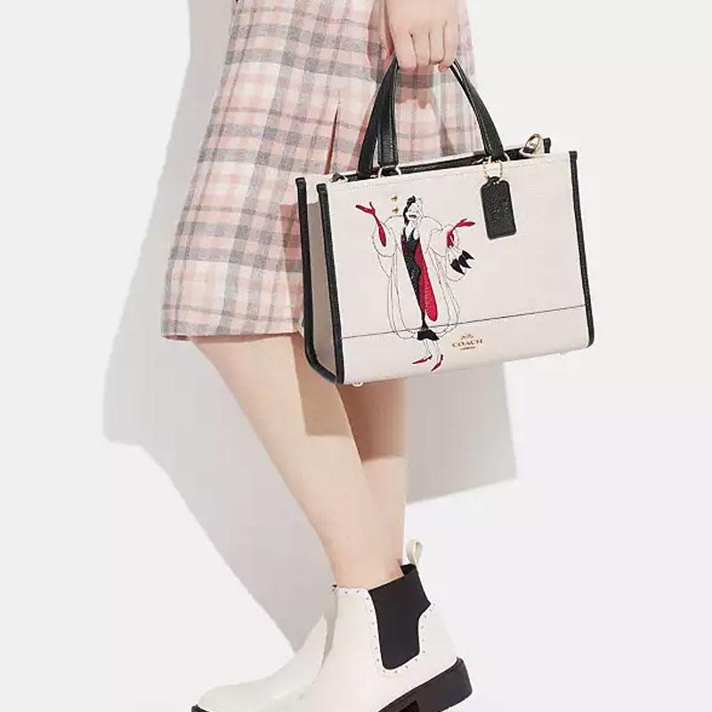 Coach X Disney Dempsey 29 Crossbody Tote Bag With Cruella Print Women Handbags White CC946-IMCAH