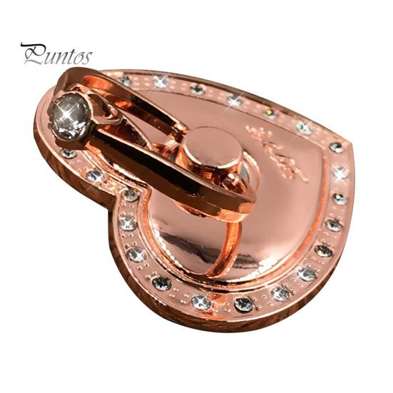 

Держатель для колец на палец, универсальный вращающийся на 360 градусов металлический горный хрусталь в форме сердца, подставка для мобильного телефона для просмотра телевизора золотистый