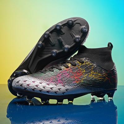 Scarpe da Allenamento Calcio e Calcetto Alte per Giovani Comodi Stivaletti Sportivi con Tacchetti Lunghi per Allenamento Bambini