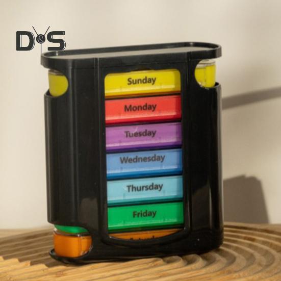 Pillendose, Medikamenten-Aufbewahrungsbox mit mehreren Fächern, BPA-frei, wasserdicht, feuchtigkeitsbeständig, wöchentliche Pillenbox