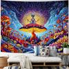 Yeoiat Meditating Alien Mushroom Tapestry Fantastic Wonderland Wall Hanging Aesthetic Decor for Bedroom Dorm Living Room, 60x44 Inch