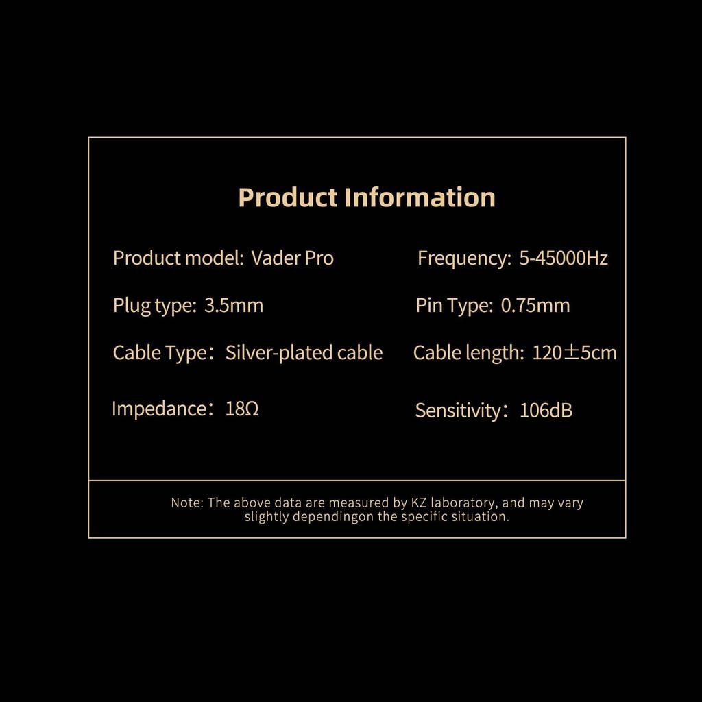KZA COUSTICS KZ Vader Pro Dynamic Headphone Vader Pro Enhanced Plug Wired and Deep Bass High-End 6-Unit Driver, High-Performance Headphones, 3-Zone