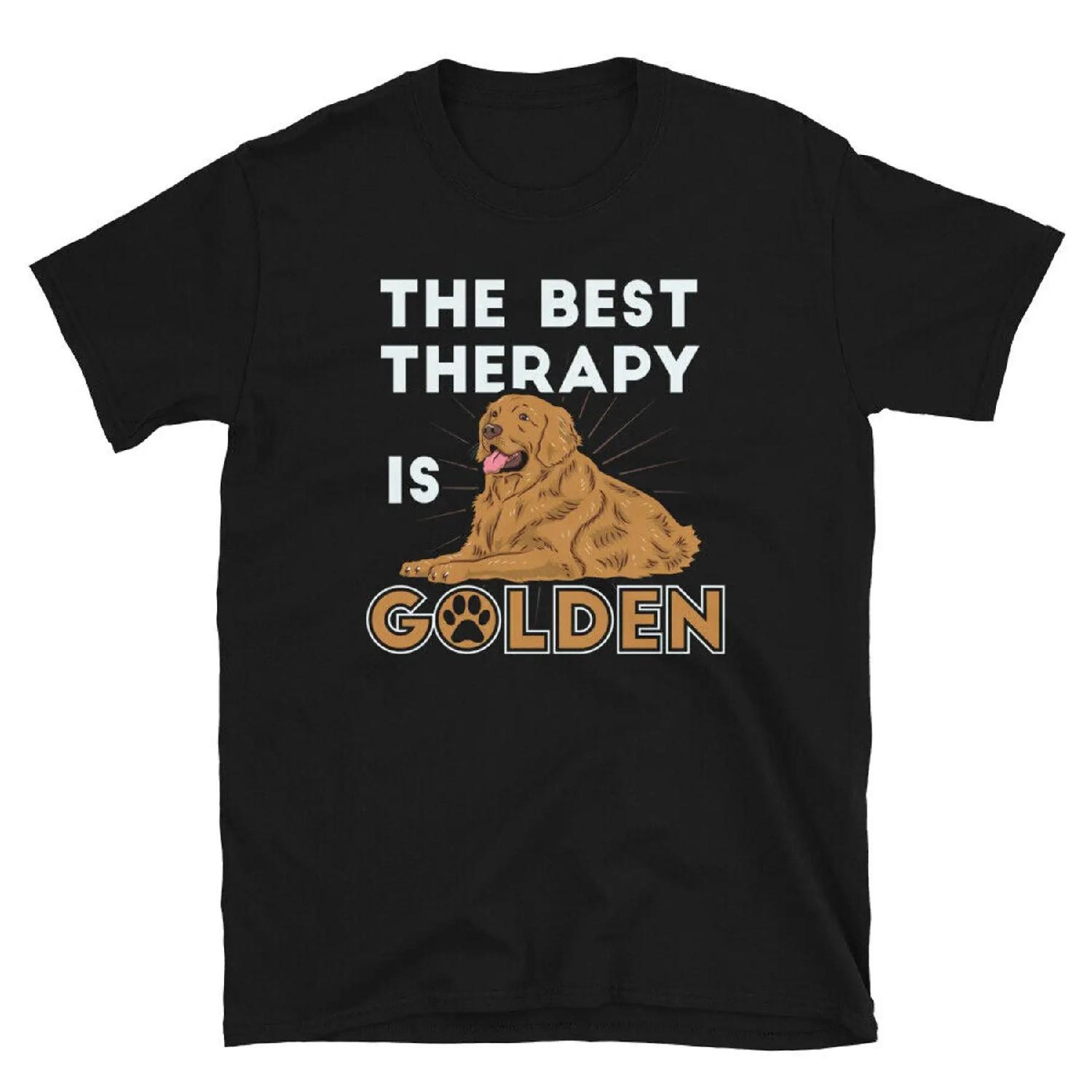 Dog Lover Retriever The Best Therapy Is Golden Short Sleeve Unisex T Shirt XXXXXL разноцветный