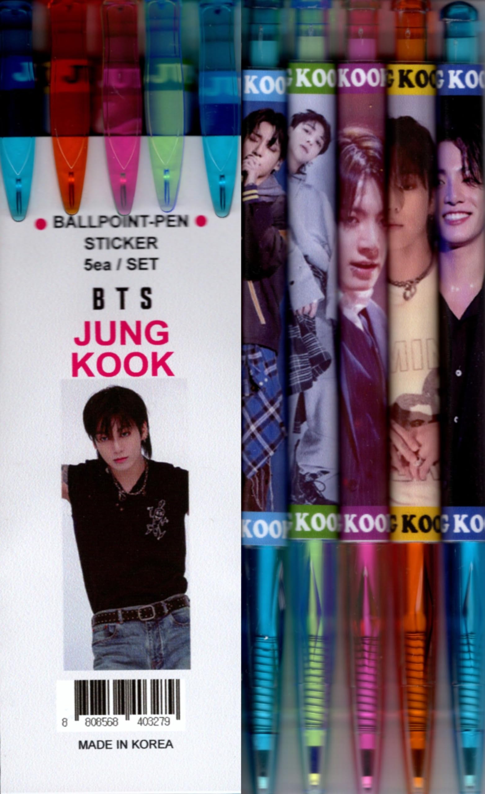 

Набор шариковых ручек Jungkook Goods из 5 наклеек Bangtan Boys + K-POP