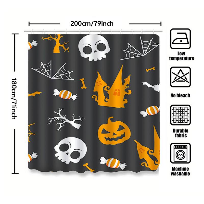 Tuniu Halloween Bat Skull Candy Ghost Shower Curtain For Bathroom Decor Spooky Scary Cute