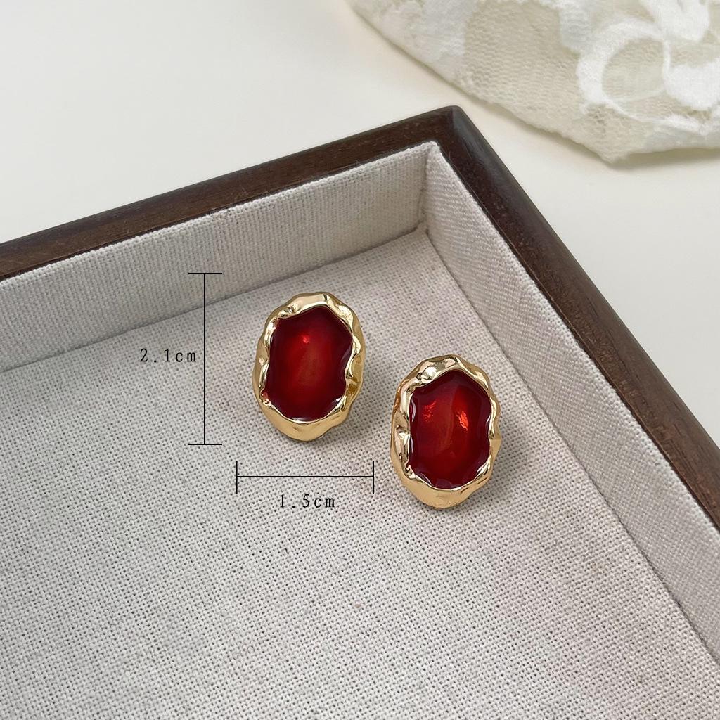 Ancola Red Drop Earrings: Women's Retro Chic, Fair-Skin Enhancing, Luxury Ear Jewelry.