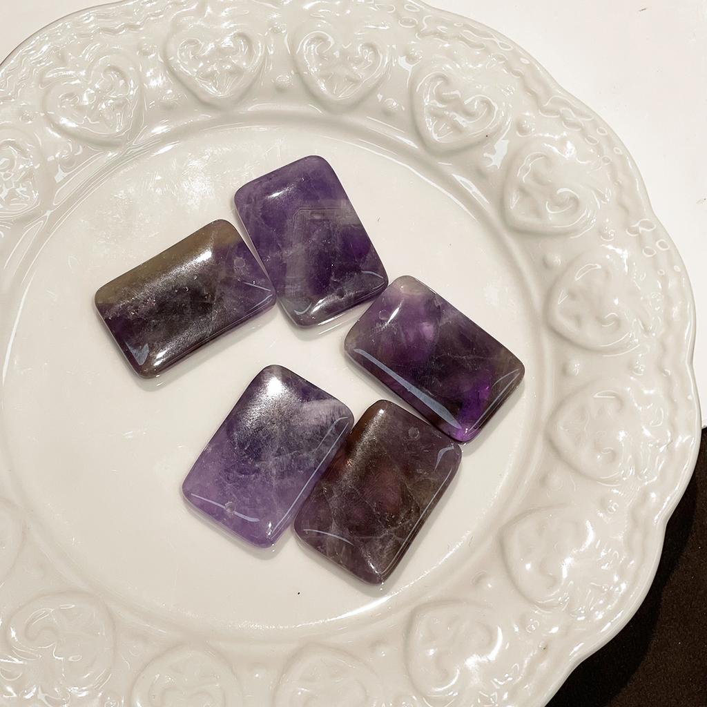 1Pc Natural Amethyst Rectangle Pendant 20×30mm Top Drilled Gemstone Bead For DIY Necklace Jewelry Making