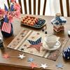 Wood Stars Strip-Shaped Patriotic 4th of July Placemats Set of 4,12x18 Inch Memorial Day Seasonal Spring Table Mats