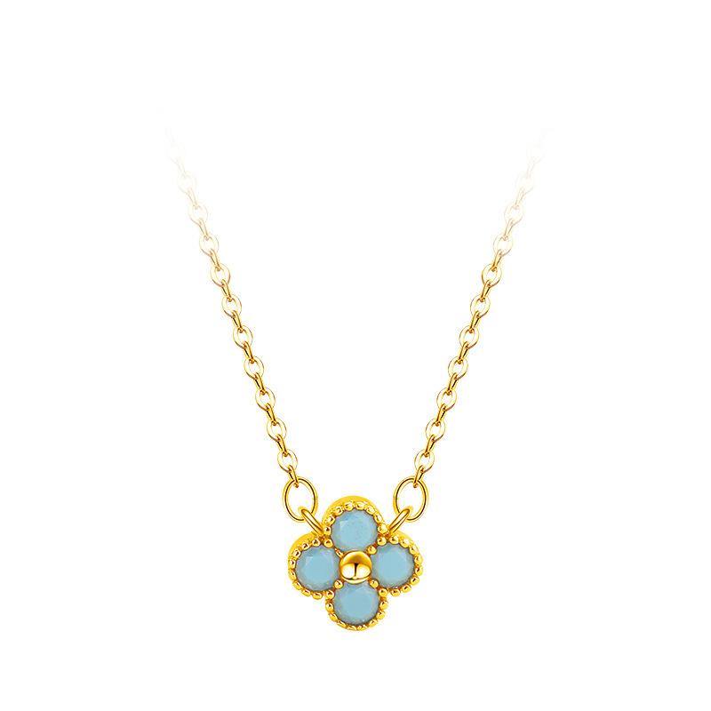 

925 Sterling Silver Colorful AAA CZ Gold Color Clover Necklace Elegant Pendant Jewelry for Women Valentine s Day Gift