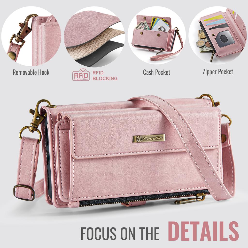 For iPhone 7 Plus 5.5 inch/iPhone 8 Plus 5.5 inch/iPhone 6 Plus 5.5 inch Case CASEME C39 RFID Blocking Zipper Wallet Stand Leather Cover with Strap