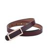 Leather Women Belt With Simple Smooth Buckle For Casual Pants And Office Wear