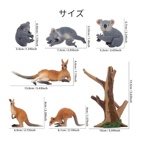 TOYMANY 7PCS Animal Figures Australian Animal Figure Set Realistic Animal Toys Kangaroo Koala Family Popular Animals Toys Birthday Gifts Christmas