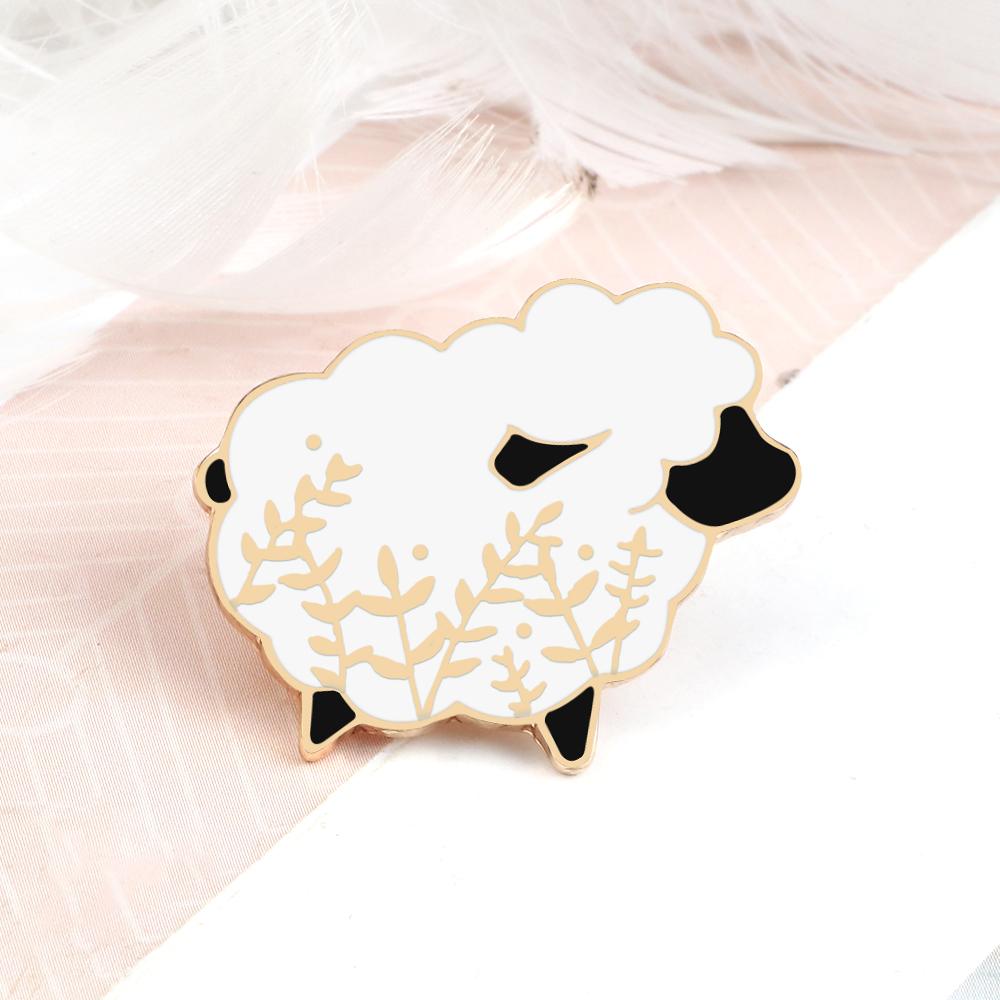 Lovely Cartoon Sheep Enamel Pin Cute Funny Animal Black Goat Brooches for Kids Girls Custom Bag Lapel Pins Fashion Jewelry Gifts