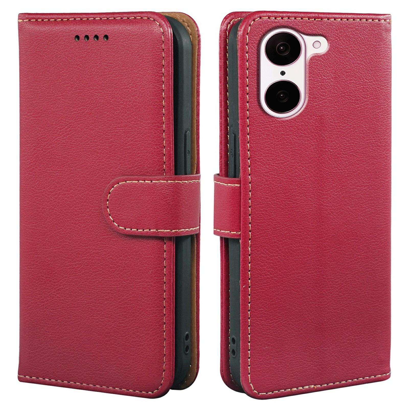 

For OnePlus Nord CE5 5G/Ace 5 Racing 5G Case RFID Blocking Wallet Litchi Texture Leather Phone Cover Magnetic Clasp Red