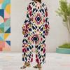 Women Plus Size Two Piece Set Round Neck Long Sleeve Printed Layered Top Wide Leg Cropped Pants
