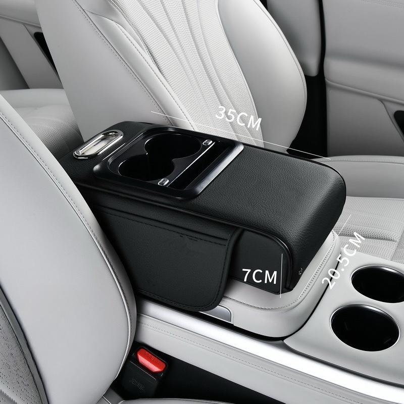 Car Tissue Box Center Armrest Box Storage With Water Cup Holder Usb Portcar Armrest Box Booster Pad With Usb Port Multi-Function