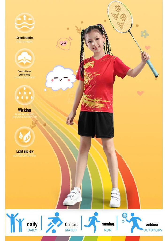 Kids' Quick-Dry Table Tennis and Badminton Sportswear Set