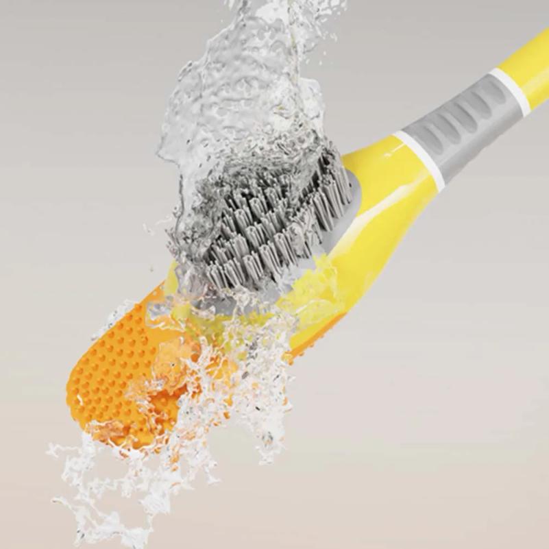 1Pc Silicone Toilet Brush Set With Holder 360° Deep Clean TPR Bristles Gravity Stand For Bathroom Easy Storage Space Saving