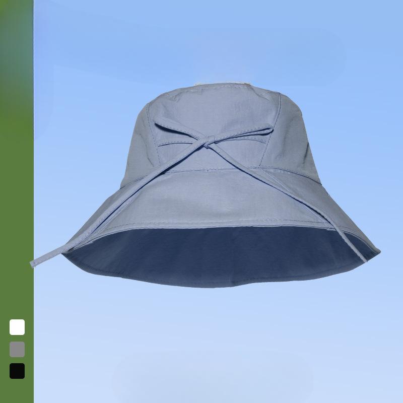 Quick Drying Bow Fisherman Hat Girl Summer Sun Protection Pot Hat Big Hat Brim Showing Face Small Travel Beach Hat