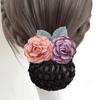Girls Rose Nurse Flower Hotel Ponytail Clip Women Spring Clips Korean Bun Snood Hairgrips Cover Net