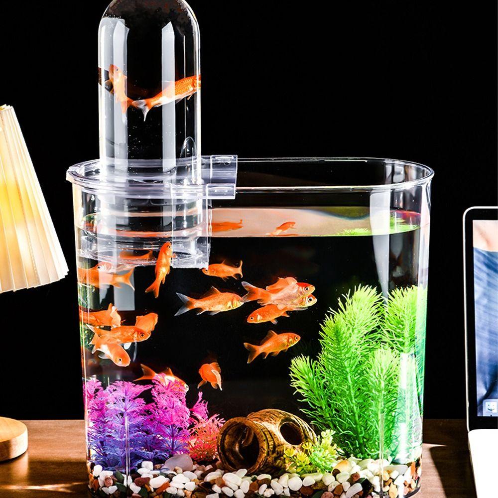 Clear View Negative Pressure Fish Tank Space Saving Plastic Floating Desktop Fish Tank Shatterproof Small Goldfish Tank