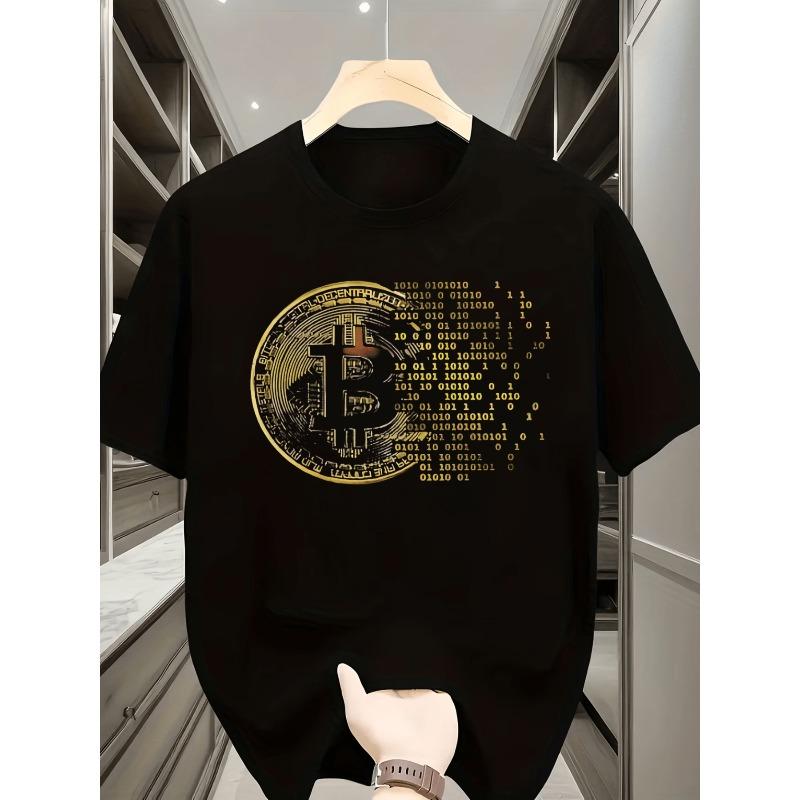 Men's Bitcoin Crypto T-Shirt - Lightweight Breathable Crew Neck Casual Loose Fit Top for Summer, for Fashion & Cryptocurrency Enthusiasts Apparel