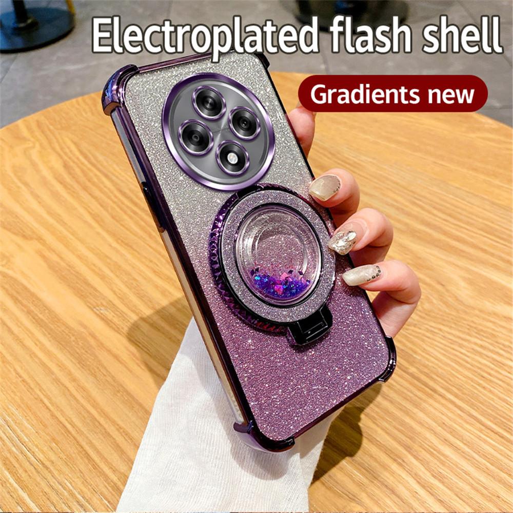 Magnetic Quicksand Bracket Phone Case For OPPO Reno 11F 5G 12 11 Pro A16 A16S A53S A54S A17 A5 A9 2020 Glitter Shockproof Cover