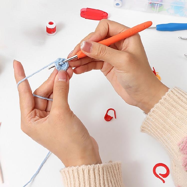 Ergonomic Crochet Hook Set with Crochet Knitting Accessories for Beginner Hobbyist Adult Knitting Crocheting Project