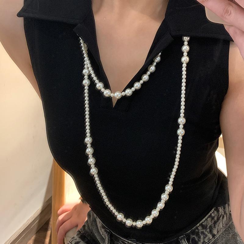Long Multi Layered Pearl Necklace For Women Temperament Collar Chain Sweater Chain Necklaces Luxury Jewelry Accessories