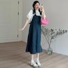 2026 Summer Chic Mermaid Denim Maternity Overall Dress with Patchwork T-Shirt