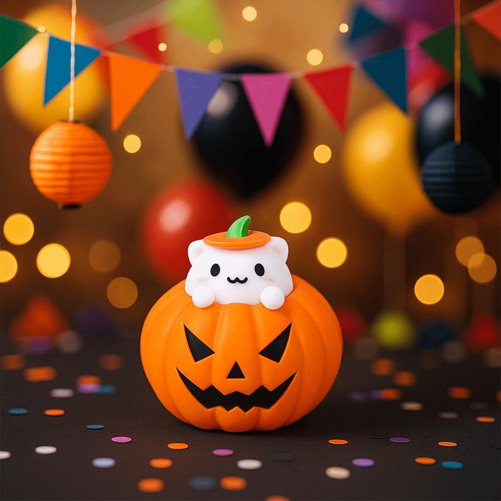 Exquisite Toy Figures Cute Miniature Sculpture Funny 3D Printed Pumpkin Cat Statue  Party