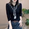 Spring and Autumn New Zipper Lapel Fashionable Solid Color Casual Slim Long-sleeved Top Base Shirt