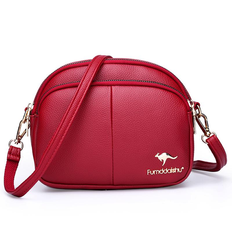 Sufficient soft leather splicing three-layer women's small bags diagonal span bags are all simple trendy shopping bags