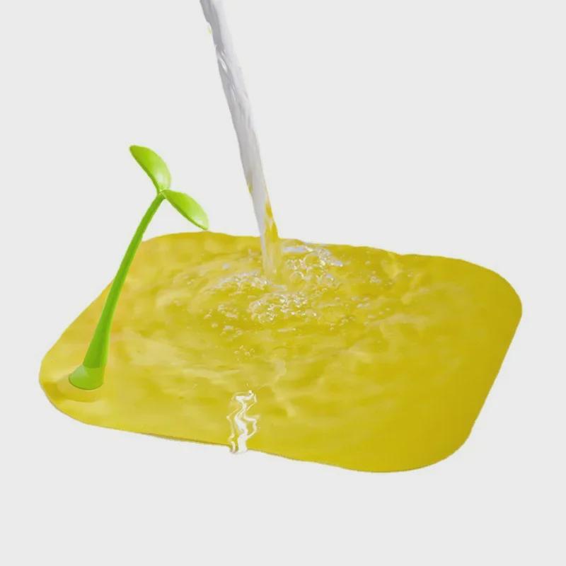 Bean Sprout Silicone Floor Drain Cover: Deodorizing, Anti-Insect Sticker for Bathroom.