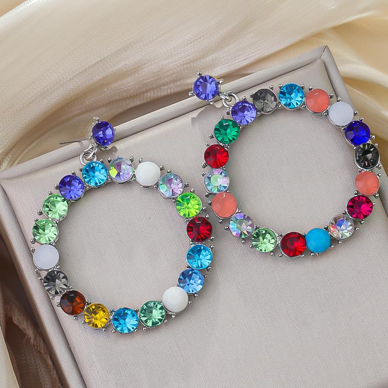 Boucles d'oreilles pendantes Zircon Fleur Colorée pour Femmes, Boucles d'oreilles pendantes Statement pour Fête & Usage Quotidien