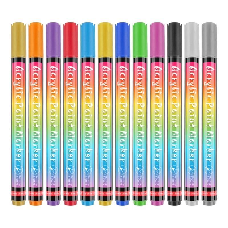 L74D 12 Couleurs Marqueurs Lavables pour Colorier les Animaux pour Chiens Chats Stylos d'Art Ensemble Brosse de Toilettage pour Chats Fournitures pour Animaux