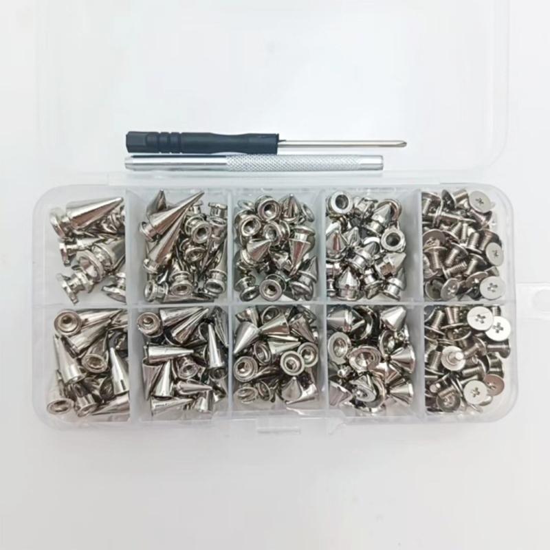 

652F 354Pcs Spiked Rivets Silver Metal Punk Decorative Rivets Screwing Pointed Rivets Gothic Button Buckles Craft Decoration China Mainland