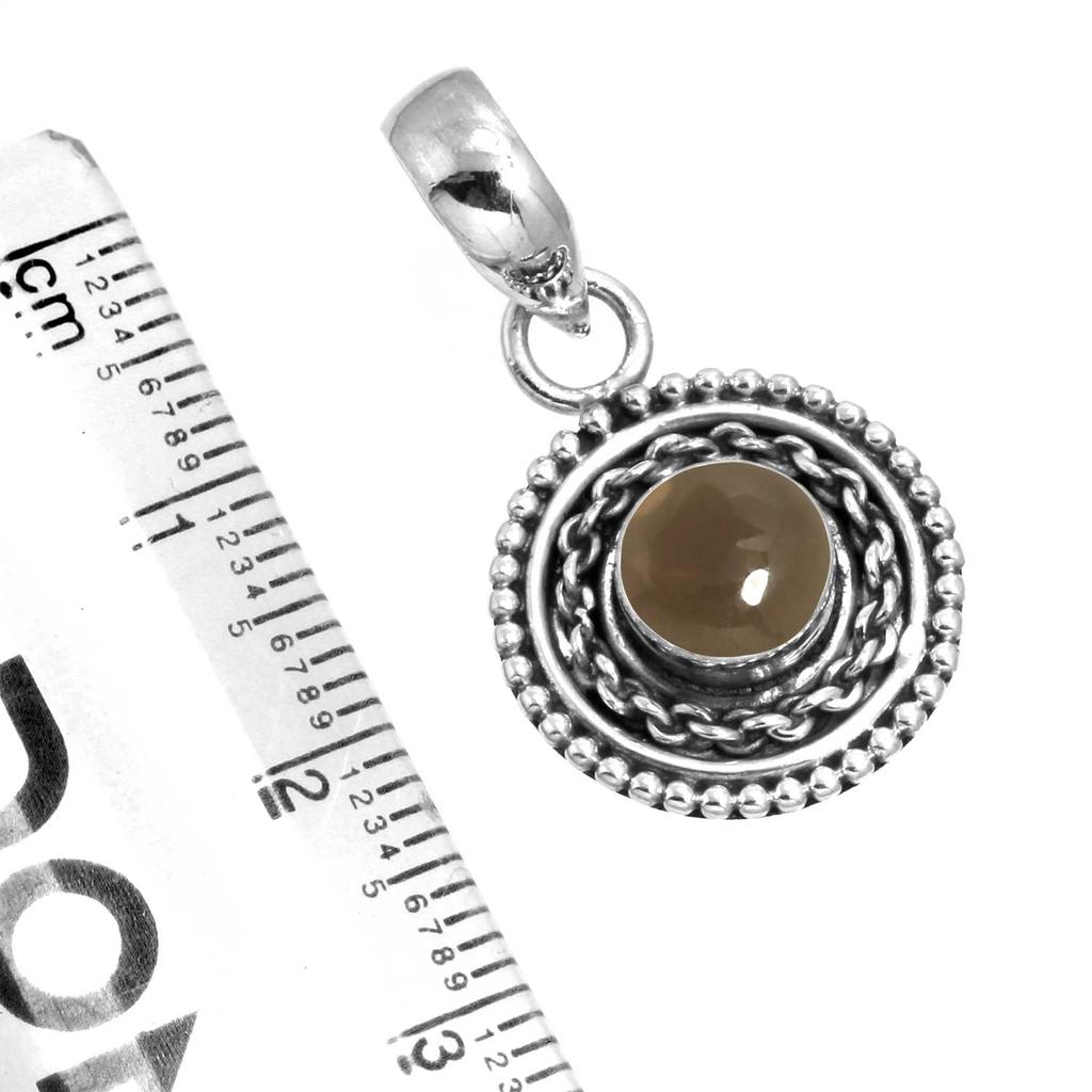 925 Sterling Silver Pendant Women Gemstone Handmade Jewelry Engagement Gift Malachite Moonstone Rose Quartz Red Stone Smoky Topaz Tiger Eye Boho