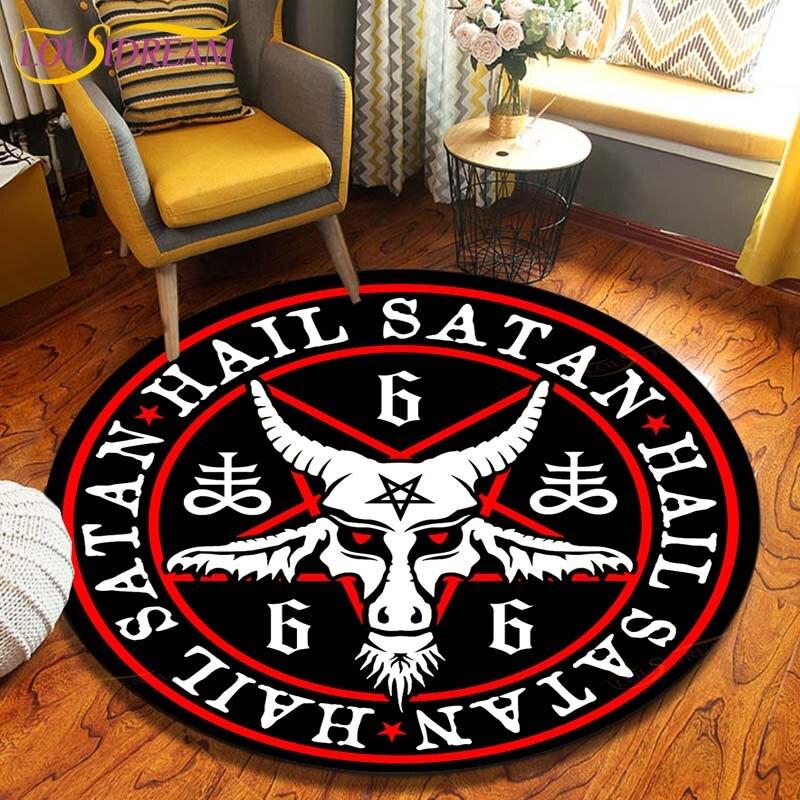 Satan Skull 3D Print Waterproof and Non-slip Circle Cute Floor Rug Round Area Rugs Living Room Children Chair Tent Carpets