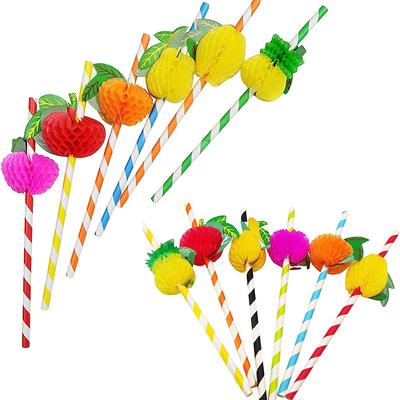 50 Stück/Lot 20 cm 3D Fruchtcocktail-Strohhalme Papierstrohhalme Schirm Trinkparty Bar Dekoration Partyzubehör Farbe Sortiert