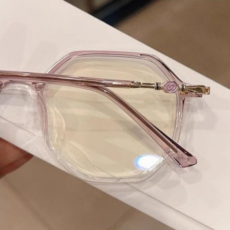 Color-changing glasses women's advanced sense of gradual change purple frame powder sheet ultra-light anti-blue photosensitive sunshade sunglasses